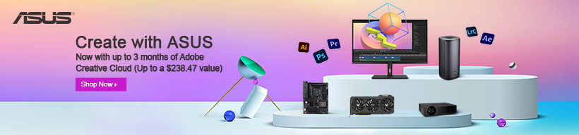Select ASUS SKUs now with 3 months of Adobe Creative Cloud