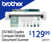 Brother DS740D Duplex Compact Mobile Document Scanner - $129.99; SKU 107771