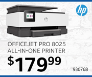 HP OfficeJet Pro 8025 All-in-One Printer - $179.99; Reg. SKU 930768