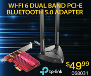 TPLink Wi-Fi 6 DUAL Band PCI E Bluetooth 5.0 Adapter; 49.99; Sku 068031