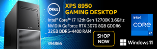 Dell XPS 8950 Desktop Computer - Intel Core i7 12th Gen 12700K 3.6GHz, NVIDIA GeForce RTX 3070 8GB GDDR6, 32GB DDR5-4400 RAM, Windows 11. Shop Now. SKU 394866