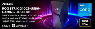 ASUS ROG Strix G10CE US564 Gaming Desktop. Intel Core i5 11th GEn 11400F 2.6GHz, NVIDIA GeForce RTX 3060 12GB GDDR6, 512GB SSD, Windows 11 Home. Shop Now