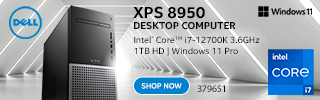 Dell XPS 8950 Desktop Computer - Intel Core i7-12700K 2.6GHz processor; 1TB SSD; Windows 11 Pro - SHOP NOW; SKU 379651