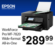 Epson Workforce Pro WF-7820 Wide Format All-In-One Printer - $289.99 - SKU 170936