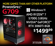 More Games the Any Other Platform - PowerSpec G709 - $1499.99; AMD Ryzen 7 5700G 3.8GHz, NVIDIA GeForce RTX 3060Ti 8GB, Windows 11; SKU 372326