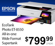 EPSON EcoTank Photo ET-8550 All-in-one wide format supertank printer - $799.99; SKU 274241
