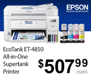 Epson EcoTank ET-4850 All-in-one Supertank Printer - $507.99; SKU 292805