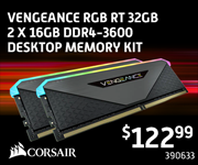 Corsair Vengeance RGB RT 32GB 2 x 16GB DDR4-3600 Desktop Memory Kit - $122.99. SKU 390633