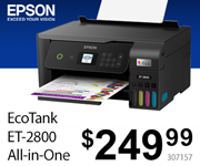Epson EcoTank ET-2800 All-in-One Printer - $249.99; SKU 307157