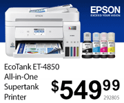 Epson EcoTank ET-4850 All-in-one Supertank Printer - $549.99; SKU 292805