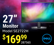 27 inch Monitor. Model SE2722H - $169.99; SKU 287565