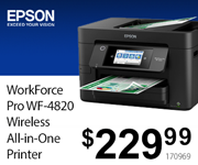 Epson Workforce Pro WF-4820 Wireless All-In-One Printer - $229.99 - SKU 170969