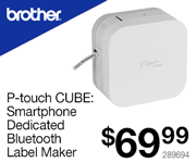 Brother P-Touch CUBE. Smartphone dedicated bluetooth label maker - $69.99; SKU 289694