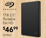 Seagate 1TB 2.5 inch Portable External Hard Drive - $46.99; SKU 079053