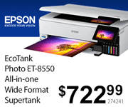 EPSON EcoTank Photo ET-8550 All-in-one wide format supertank printer - $722.99; SKU 274241