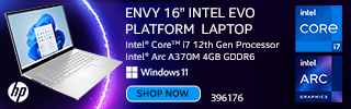 HP Envy 16 inch Intel EVO Platform Laptop - Intel Core i7 12th Gen Processor; Intel Arc A370M 4GB GDDR6; 1TB SSD; Windows 11 Home - SHOP NOW. SKU 396176