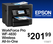 Epson WorkForce Pro WF-4830 Wireless All-in-One Printer - $201.99; SKU 170977