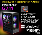 MORE GAMES THAN ANY OTHER PLATFORM - PowerSpec G711 - $1399.99; AMD Ryzen 7 5700X 3.4GHz, NVIDIA GeForce RTX 3060 Ti 8GB; Windows 11; SKU 411983, in-store only