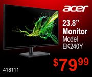 Acer 23.8 inch Monitor - Model: EK240Y - $79.99 SKU 418111