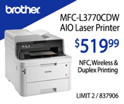 Brother MFC-L3770CDW All-in-One Laser Printer - $519.99; Limit Two; 837906