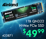 Inland 1TB QN322 NVMe PCIe SSD - $49.99 - SKU 423871