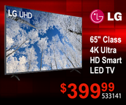 LG 65 inch Class 4K Ultra HD Smart LED TV - $449.99; SKU 533141