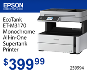 Epson EcoTank Photo ET-M3170 Monochrome All-in-One Supertank Printer - $399.99; SKU 259994