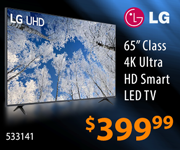 LG 65 inch Class 4K Ultra HD Smart LED TV - $399.99; SKU 533141