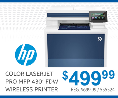 HP Color LaserJet Pro MFP 4301fdw Wireless Printer - $499.99. SKU 555524