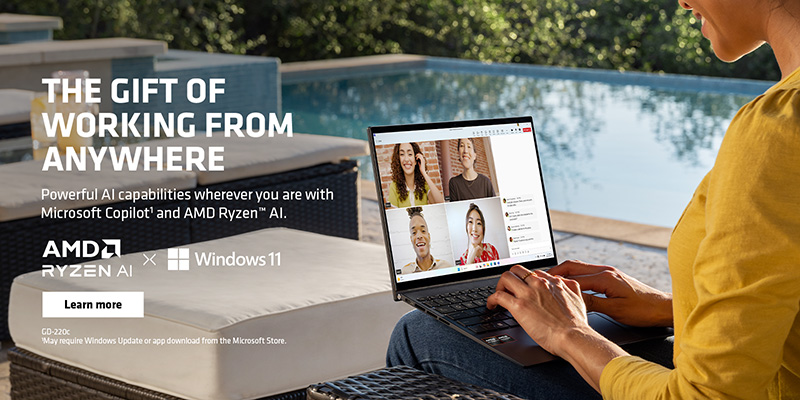 The Gift of Working from Anywhere - Powerful AI capabilities wherever you are with Microsoft Copilot and AMD Ryzen AI - Learn more