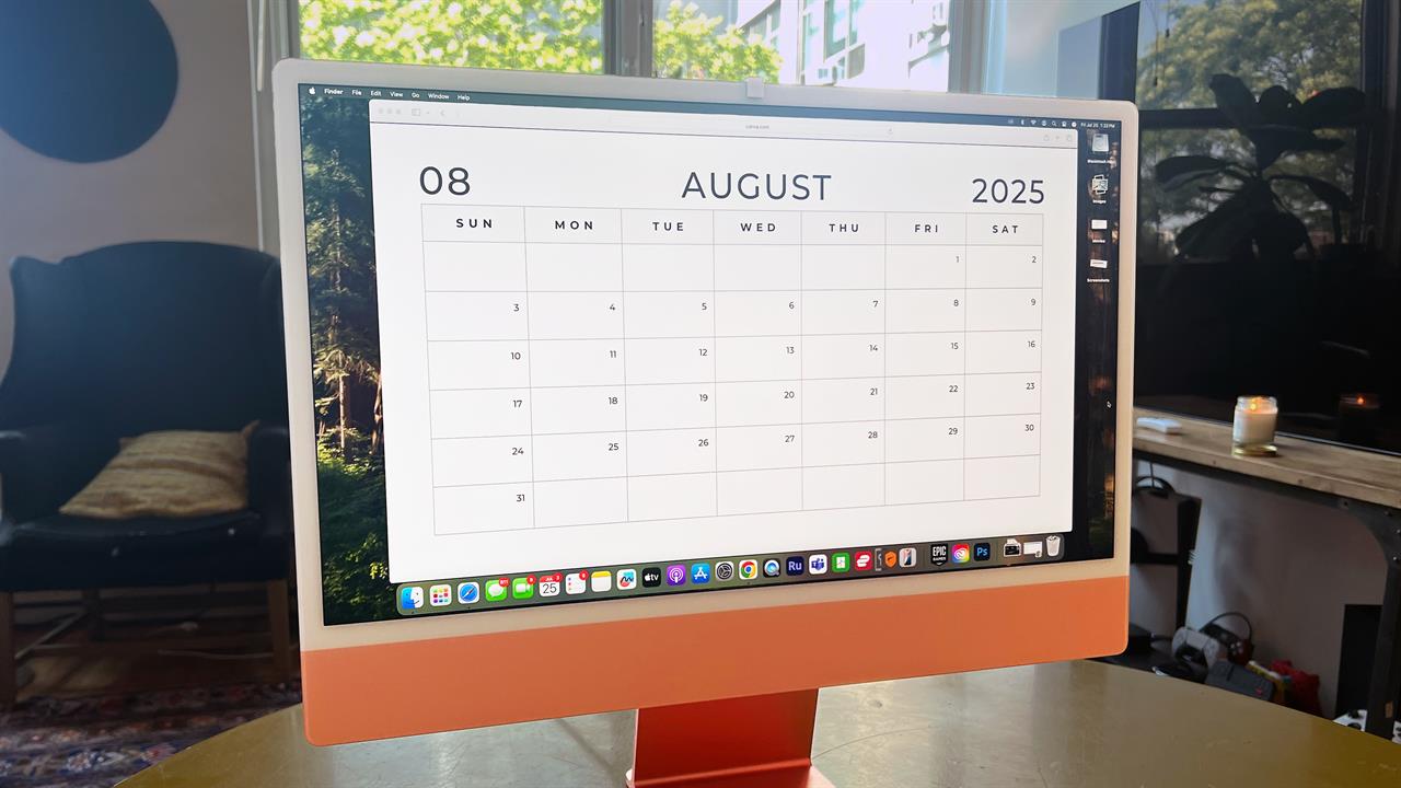 A computer showing an August calendar. 