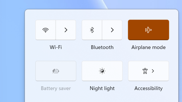 The Windows 11 airplane mode option screen.