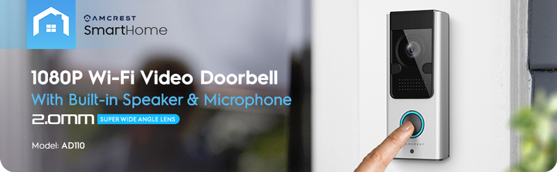 Amcrest SmartHome 1080P Wi-Fi Doorbell with built-in speaker and microphone