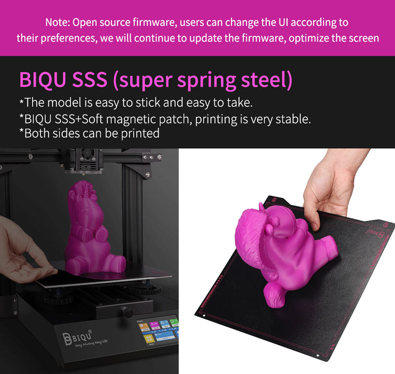 BIQU Super Spring Steel. Model is easy to stick and take, Soft magnetic patch, printing is very stable, both sides are printable