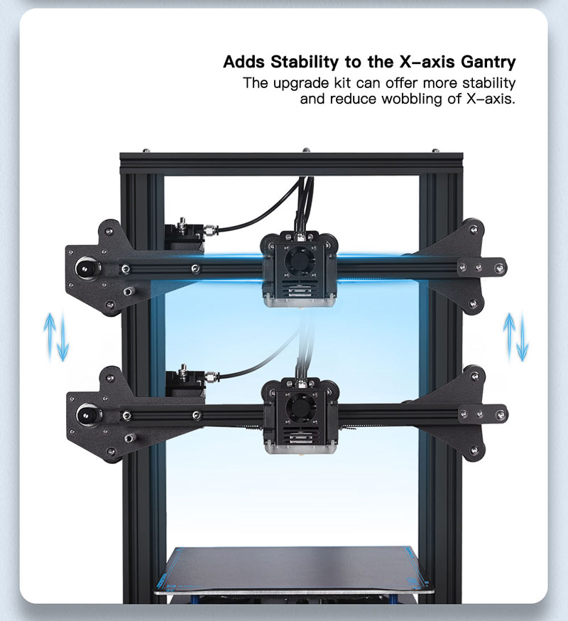Adds Stability to the X axis Gantry. The upgrade kit can offer more stability and reduce wobbling of the X axis.