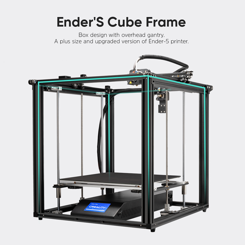 Ender's cube frame. Box design with overhead gantry. A p;us size and upgraded version of Ender 5 printer.