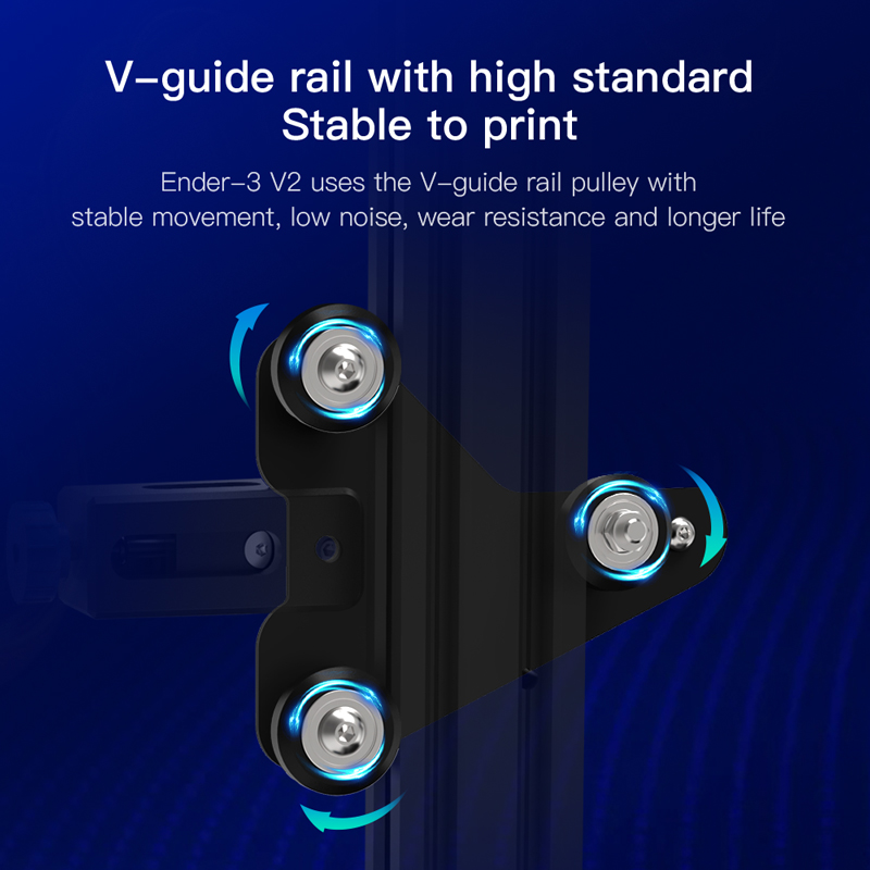 V guide rail pulley with stable movement, low noise, wear resistance and longer life.