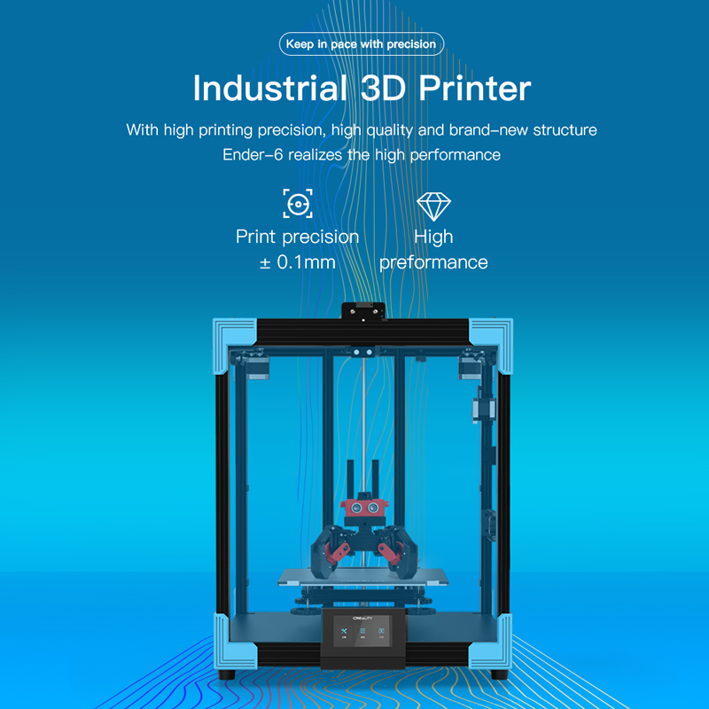 With high printing precision, high quality brand new structure, Ender 6 realized high performance. Print precision plus or minus 0.1mm.