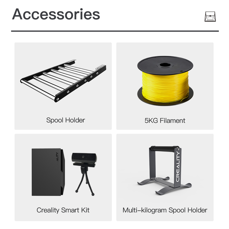 Accessories, spool holder, 5KG filament, Creality smart kit, multi kilogram spool holder.