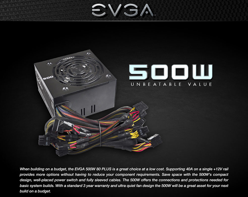 EVGA  500 W 80 Plus Image