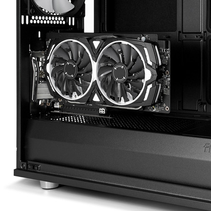 Close up of the Define S2 inside showing video card
