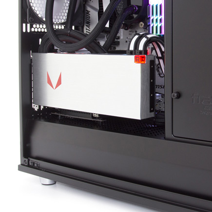 Close up of the Define R6 inside showing video card
