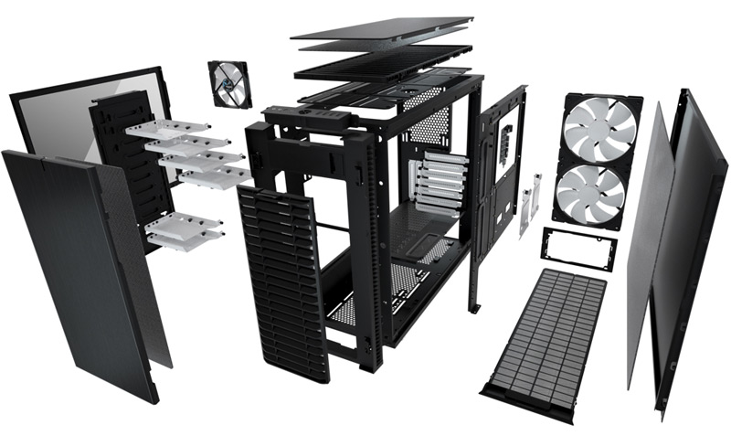 Exploded view of the whole Define R6 case