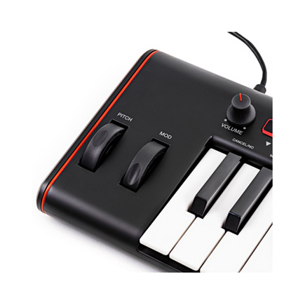 IK Multimedia iRig Keys 2 37 mini key universal Keyboard Controller close up of keybord controls
