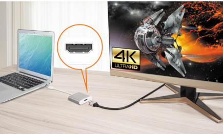 Laptop connected via video adapter to a second monitor
