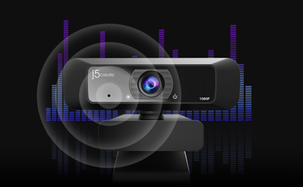 J5Create HD webcam with audio graphic overlay