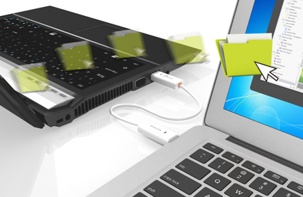 Two devices sharing a keyboard and mouse