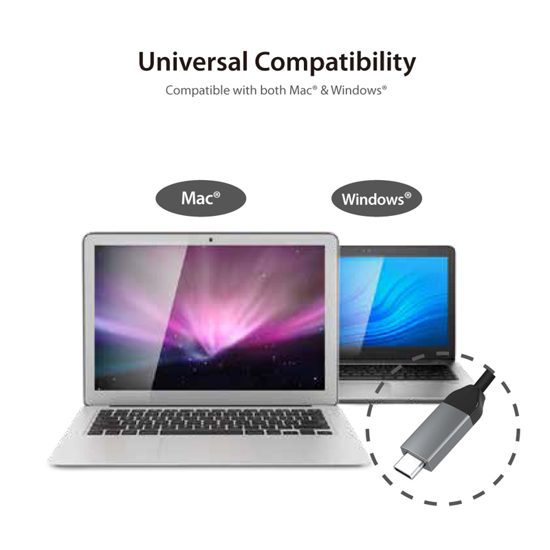 Universal compatibility with Mac and Windows.