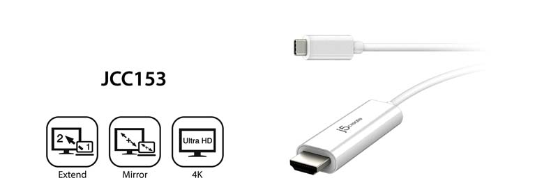 j5create JCC153 USB-C to 4K HDMI Cable - White 