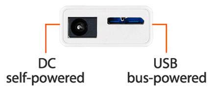 DC self-powered. USB bus-powered.